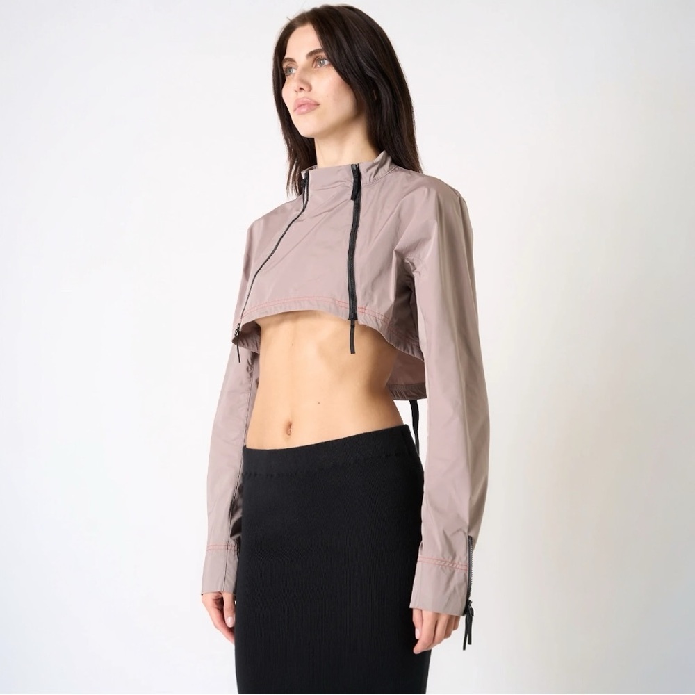 Nike A.A.E. Cropped Utility Windbreaker Jacket Taupe Gray Streetwear Size S